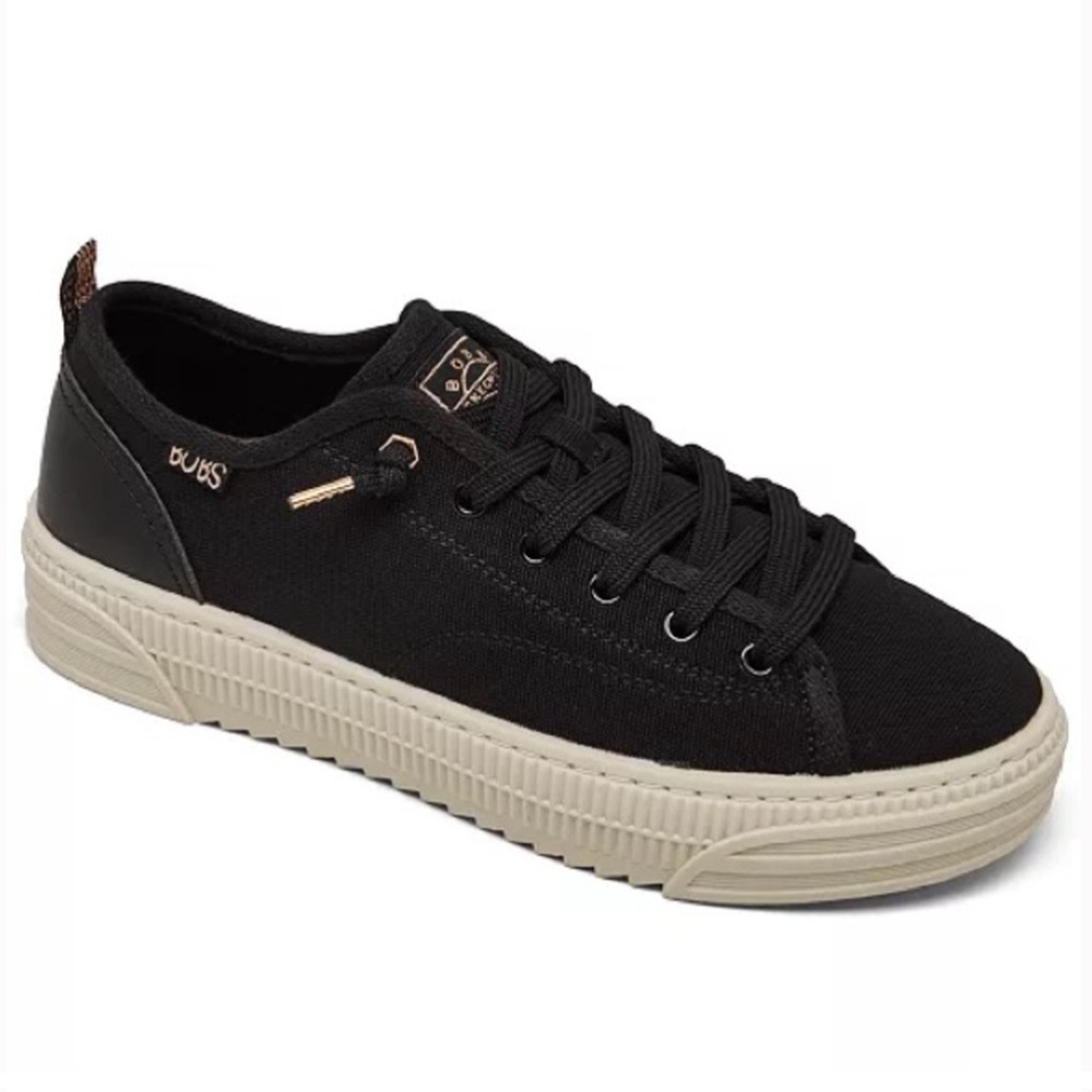 SKECHERS BLACK PLATFORM CASUAL SNEAKER - Picture 2 of 7